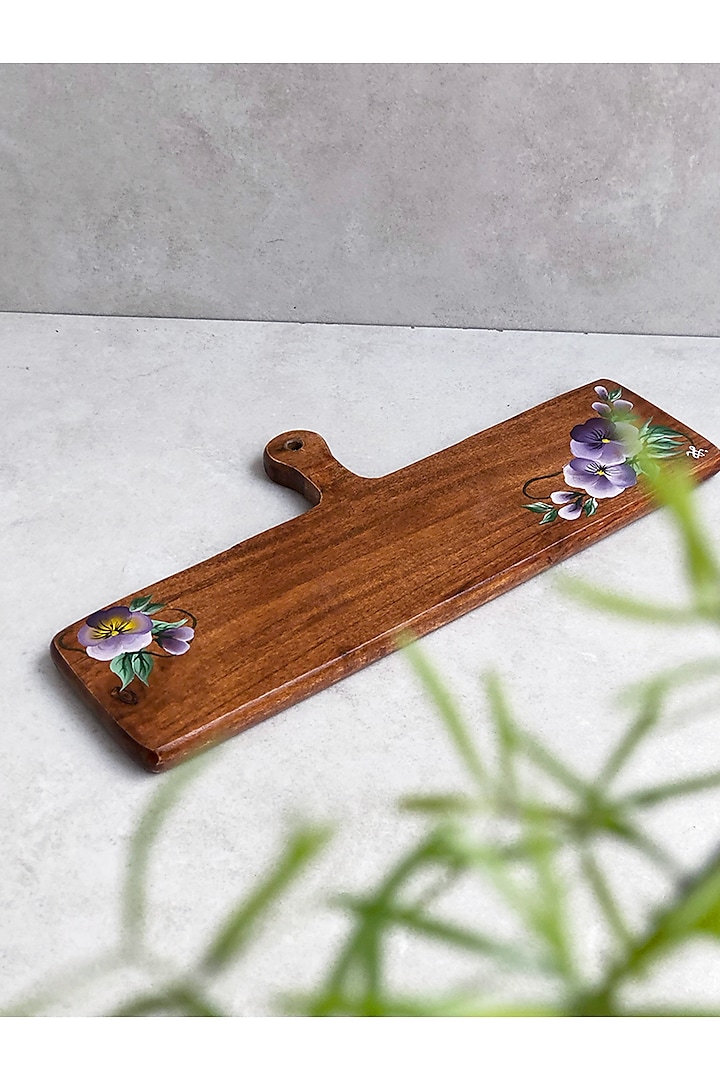 Acacia Wood Hand-Painted Rectangle Platter by FLOURSHA