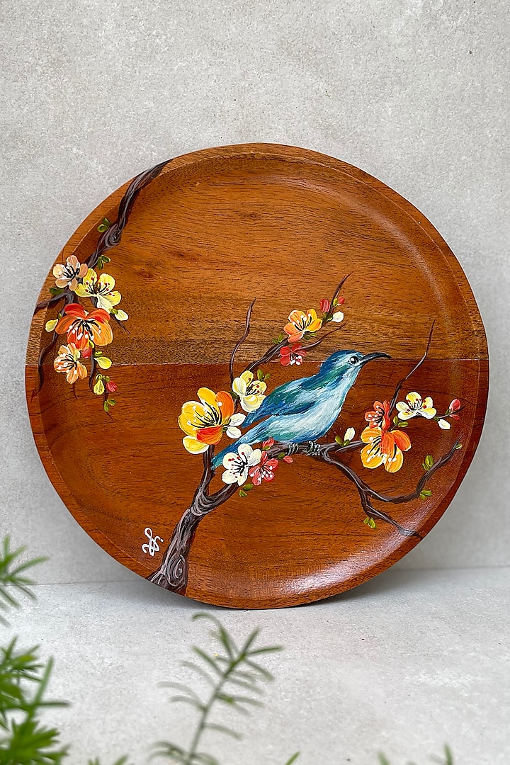 Brown Hand Painted Dessert Plate by FLOURSHA