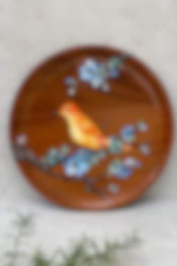 Brown Hummingbird Hand-Painted Dessert Plate by FLOURSHA