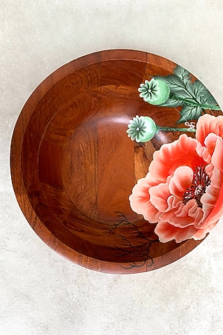 Brown Hand-Painted Snack Bowl by FLOURSHA