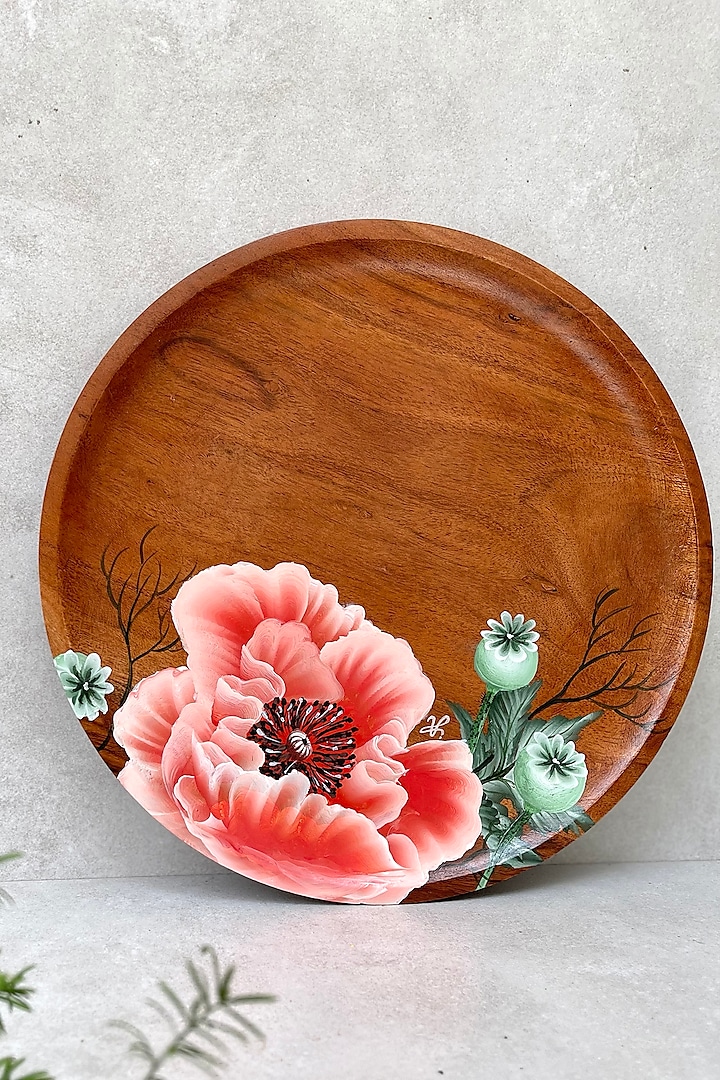 Brown Hand-Painted Platter by FLOURSHA