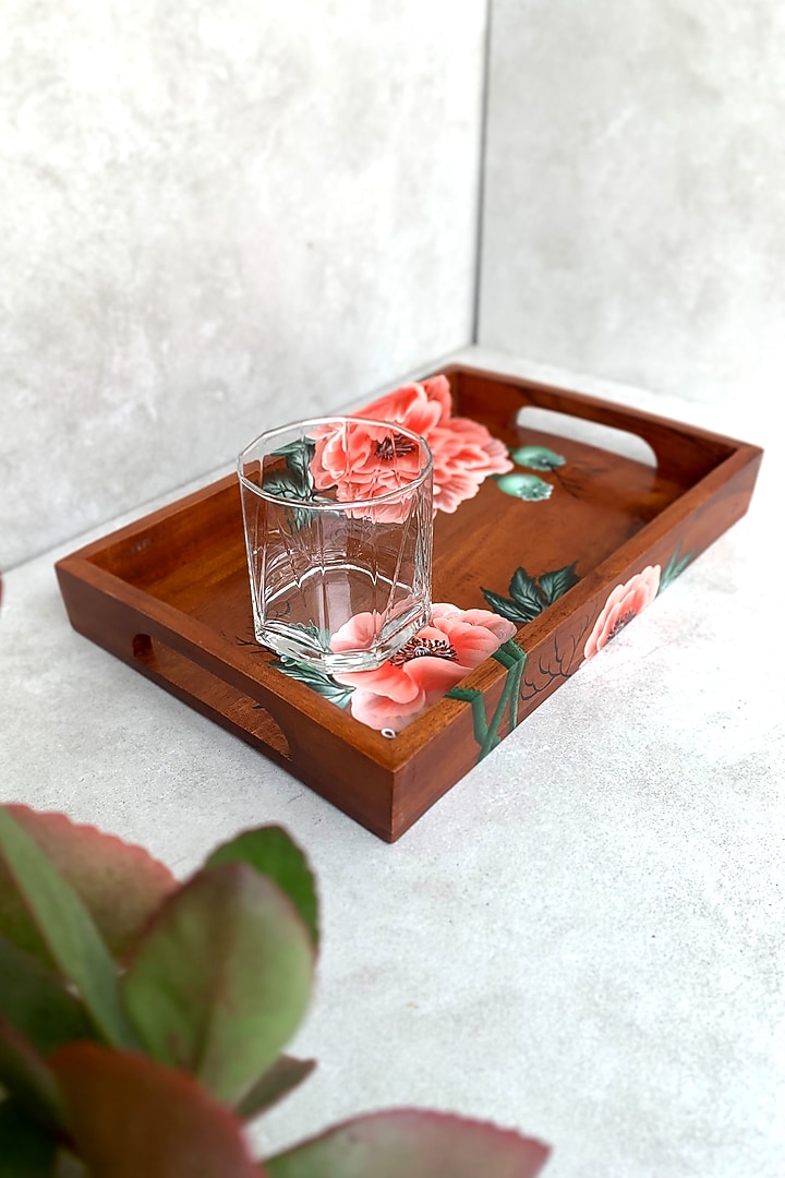 Brown Hand-Painted Tray by FLOURSHA at Pernia's Pop Up Shop