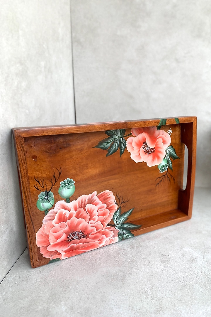 Brown Hand-Painted Tray by FLOURSHA at Pernia's Pop Up Shop