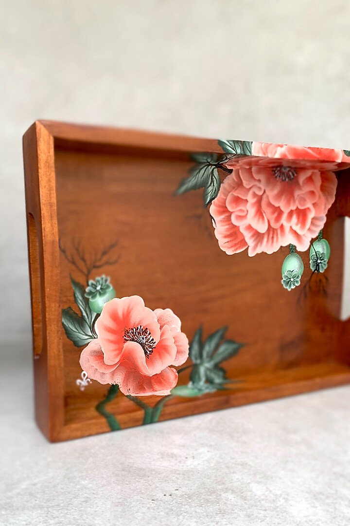 Brown Hand-Painted Tray by FLOURSHA at Pernia's Pop Up Shop