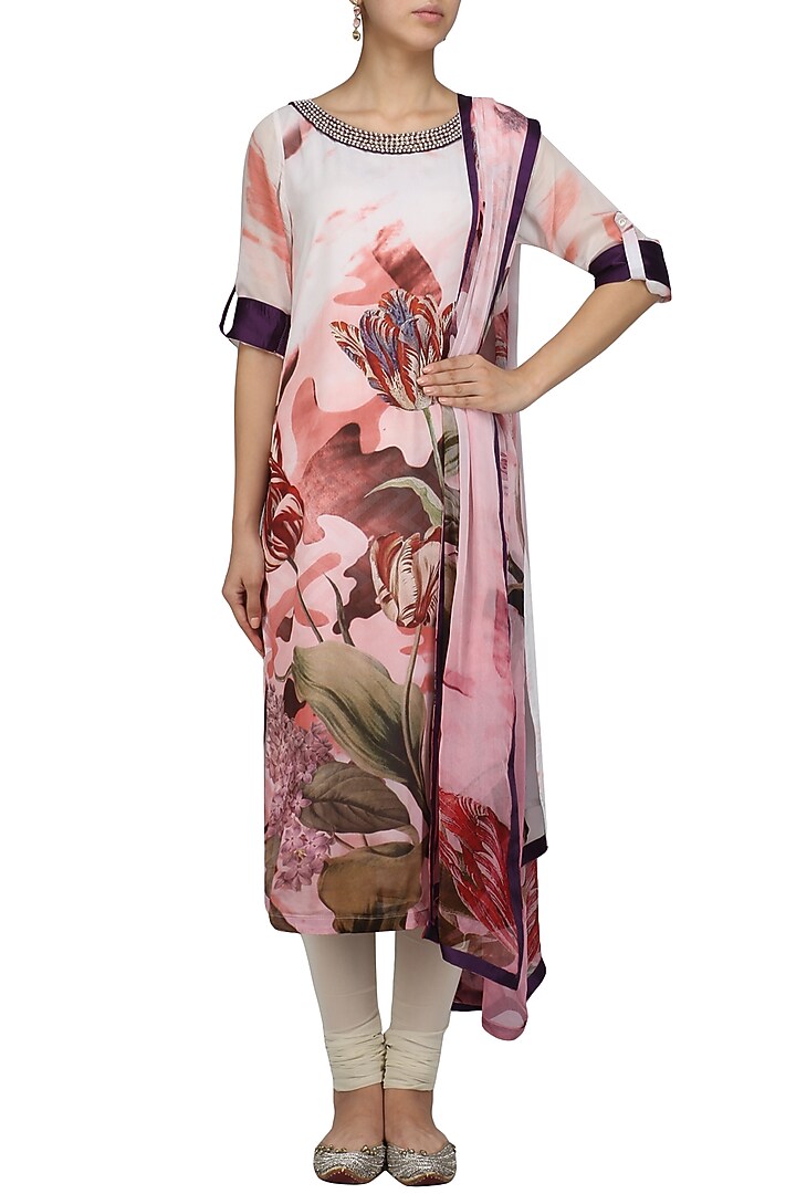 Flamingo by Shubhani Talwar presents Multicolour floral printed kurta with dupatta available only at Pernia's Pop Up Shop.
