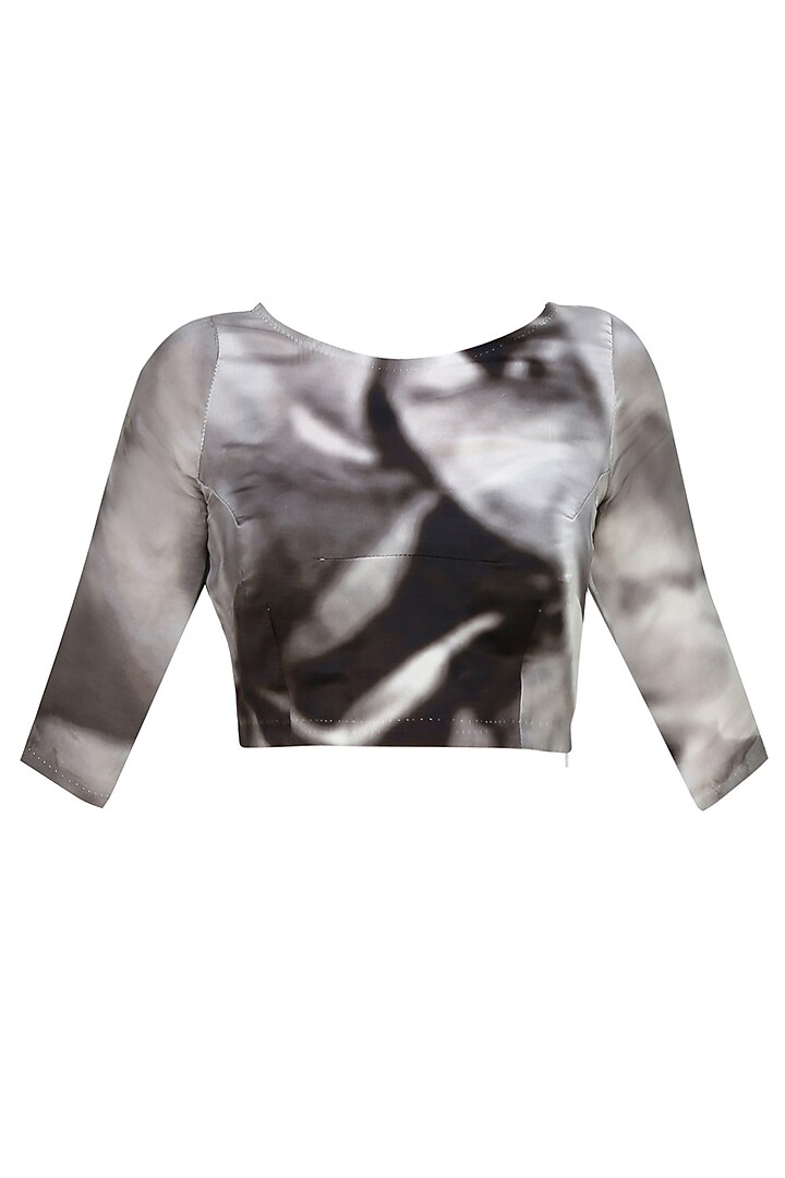 Flamingo by Shubhani Talwar presents Grey and black tye and dye printed saree and blouse set available only at Pernia's Pop Up Shop.