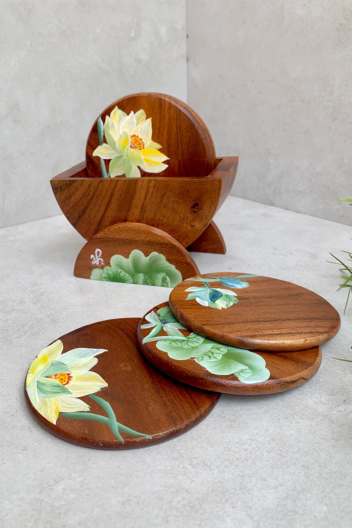 Brown Hand Painted Coasters (Set of 4) Design by FLOURSHA at Pernia's Pop  Up Shop 2024