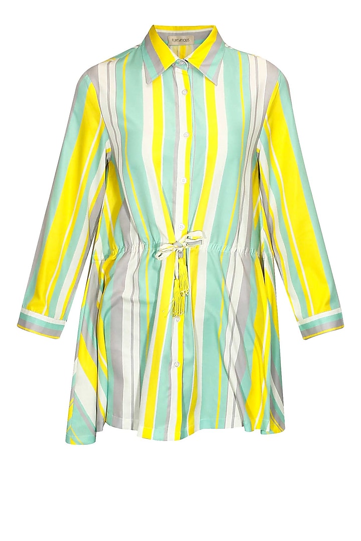 Yellow, mint, white and grey stripe printed nightshirt by Flirtatious