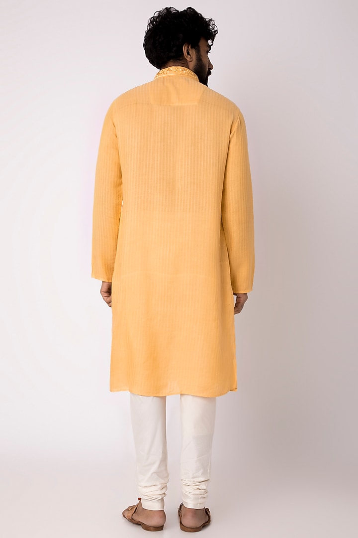 Yellow Natural Fiber & Cotton Kurta by ILAPTI Men at Pernia's Pop Up Shop