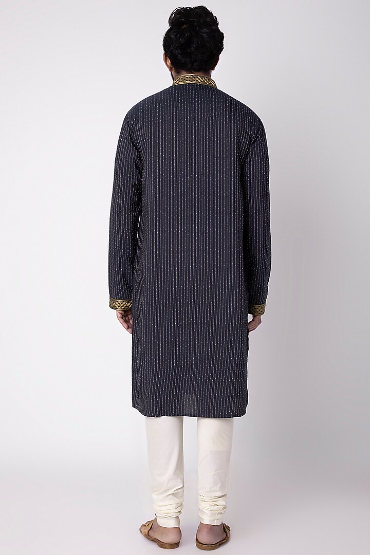 Blue Natural Fiber & Cotton Kurta by ILAPTI Men at Pernia's Pop Up Shop