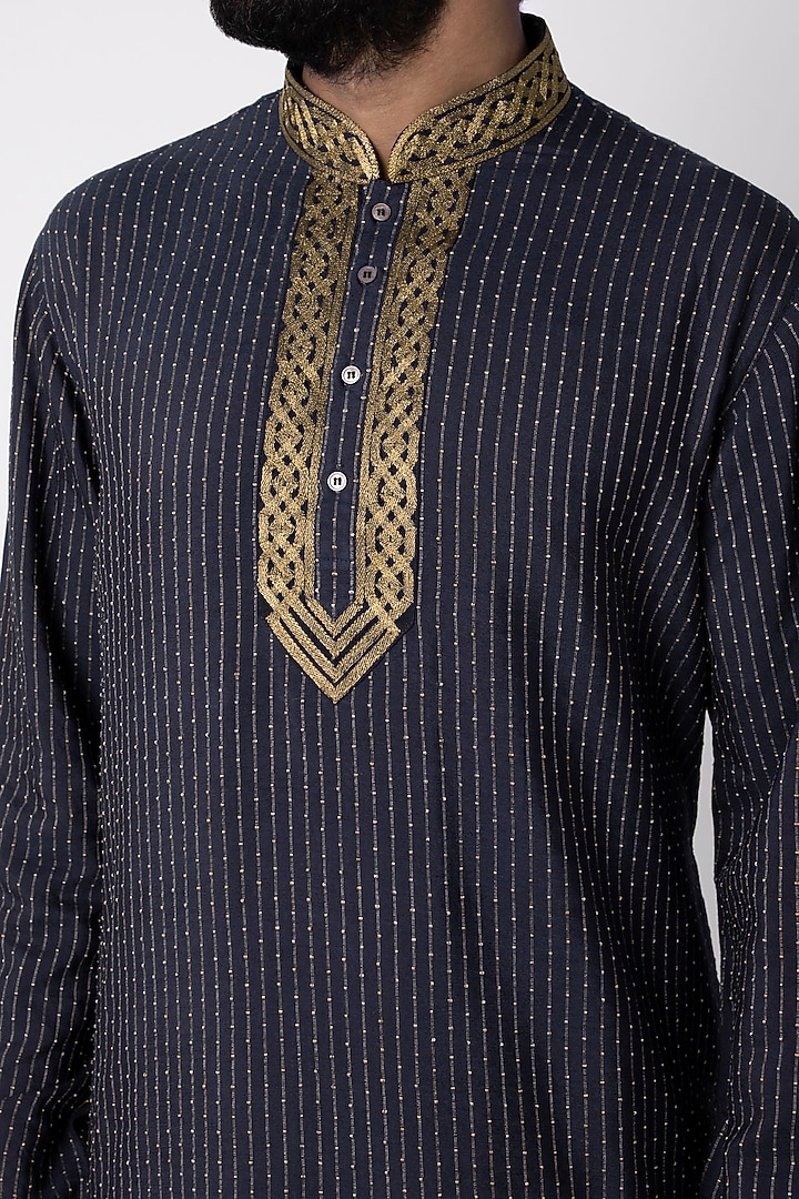 Blue Natural Fiber & Cotton Kurta by ILAPTI Men at Pernia's Pop Up Shop