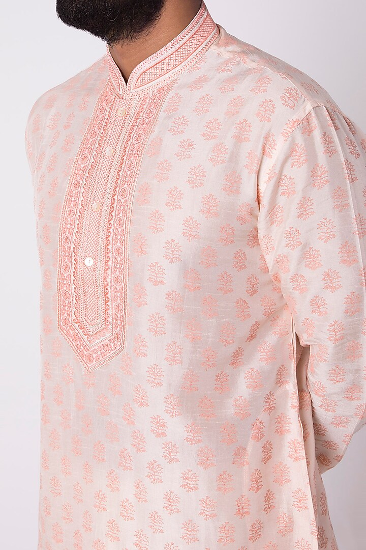 Blush Pink Natural Fiber & Cotton Kurta by ILAPTI Men at Pernia's Pop Up Shop