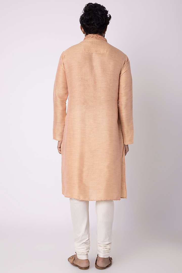 Peach Natural Fiber & Cotton Kurta by ILAPTI Men at Pernia's Pop Up Shop