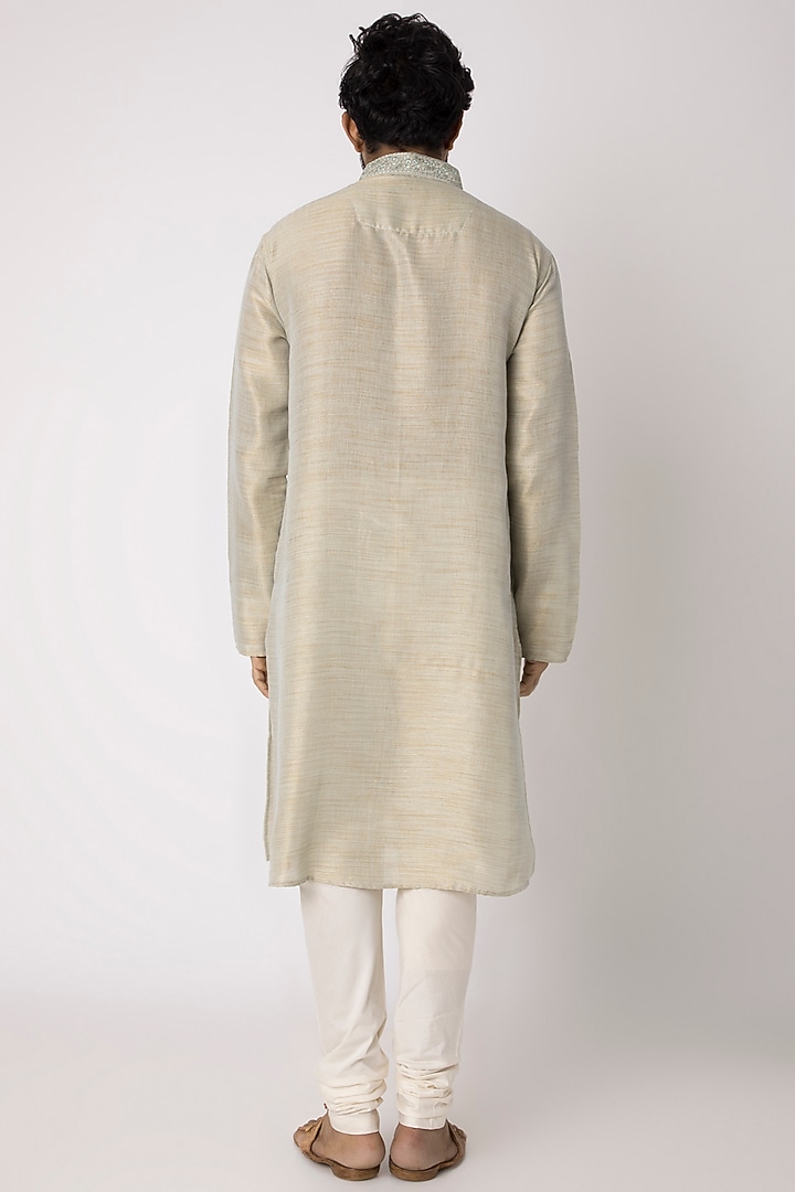 MInt Green Natural Fiber & Cotton Kurta by ILAPTI Men at Pernia's Pop Up Shop