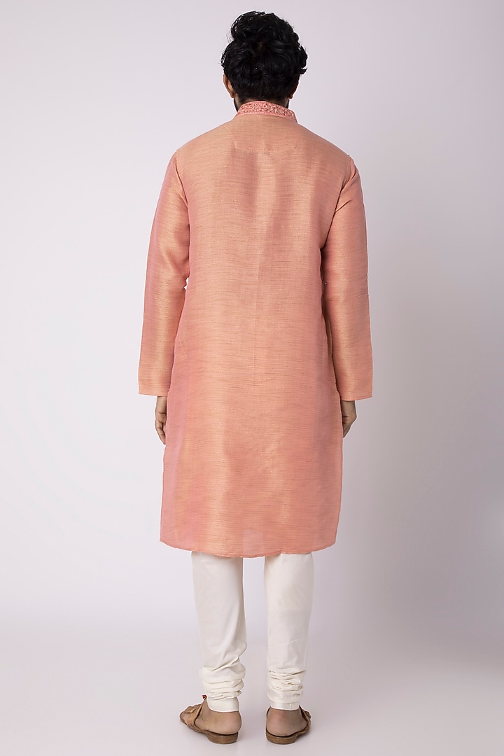 Peach Full Sleeves Kurta by ILAPTI Men at Pernia's Pop Up Shop
