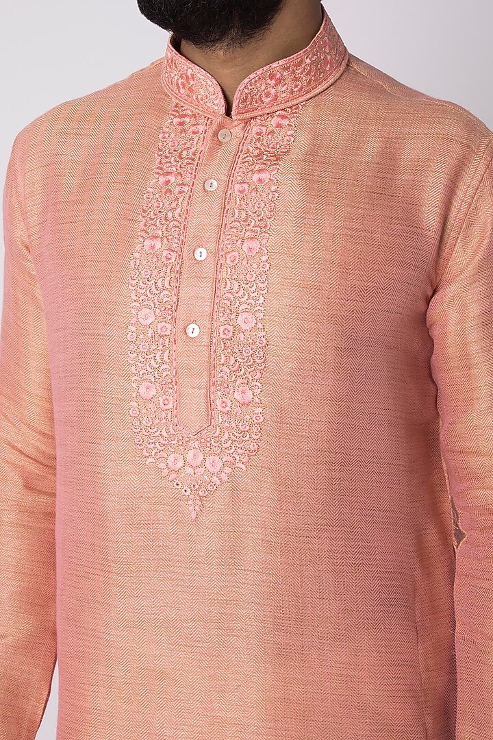 Peach Full Sleeves Kurta by ILAPTI Men at Pernia's Pop Up Shop