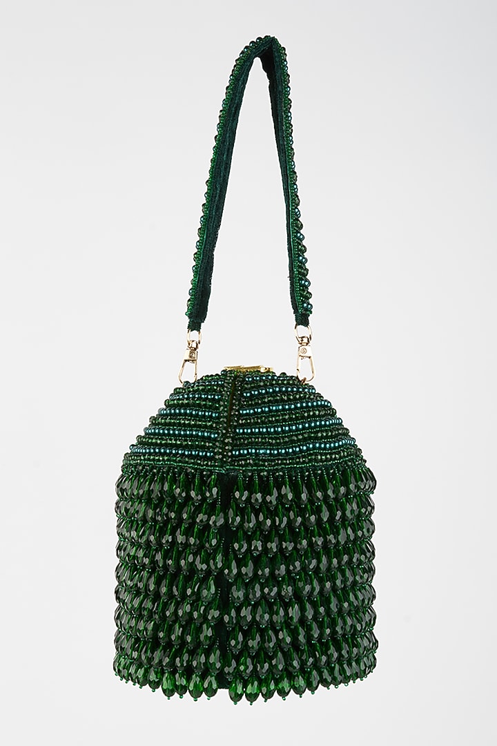 Emerald Green Embroidered Box Clutch by Forever Noor at Pernia's Pop Up Shop
