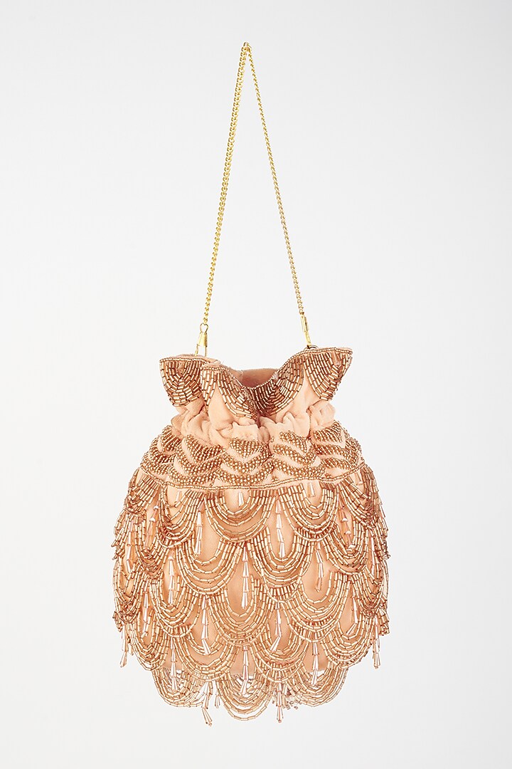 Gold Velvet Embroidered Potli by Forever Noor at Pernia's Pop Up Shop
