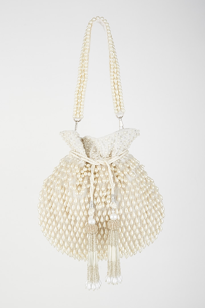 Ivory Pearl Embroidered Potli by Forever Noor at Pernia's Pop Up Shop