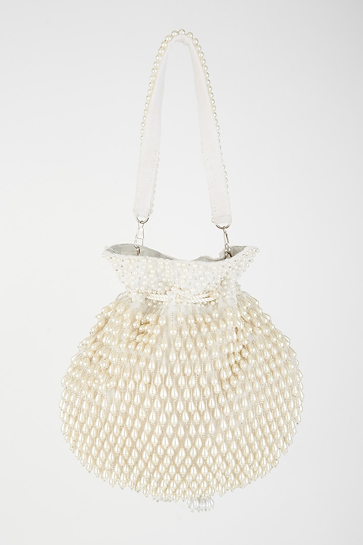 Ivory Pearl Embroidered Potli by Forever Noor at Pernia's Pop Up Shop