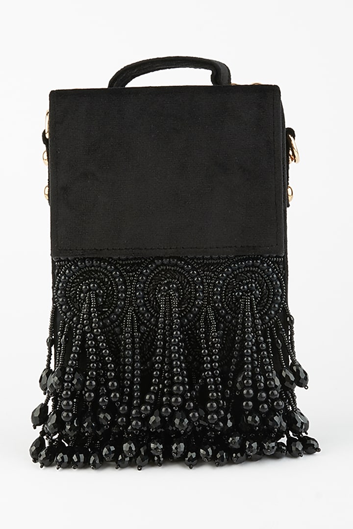 Black Crystal Embroidered Box Clutch by Forever Noor at Pernia's Pop Up Shop