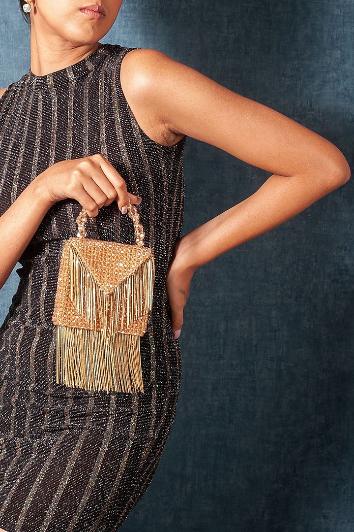 Gold Crystal Mini Handbag by Forever Noor at Pernia's Pop Up Shop