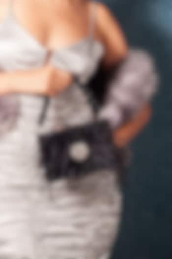 Black Suede Embellished Clutch by Forever Noor at Pernia's Pop Up Shop