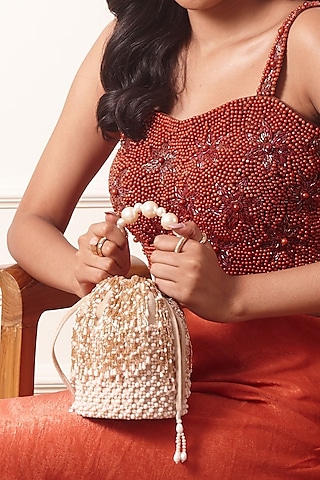 Multi-Coloured Suede Velvet Embellished Bucket Bag by Forever Noor