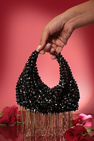 Black Crystal Boat Bag by Forever Noor