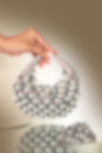 Ivory Semi Velvet Suede Embellished Hobo Bag by Forever Noor at Pernia's Pop Up Shop