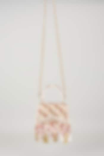 White Georgette Crystal Work Box Bag by Forever Noor at Pernia's Pop Up Shop