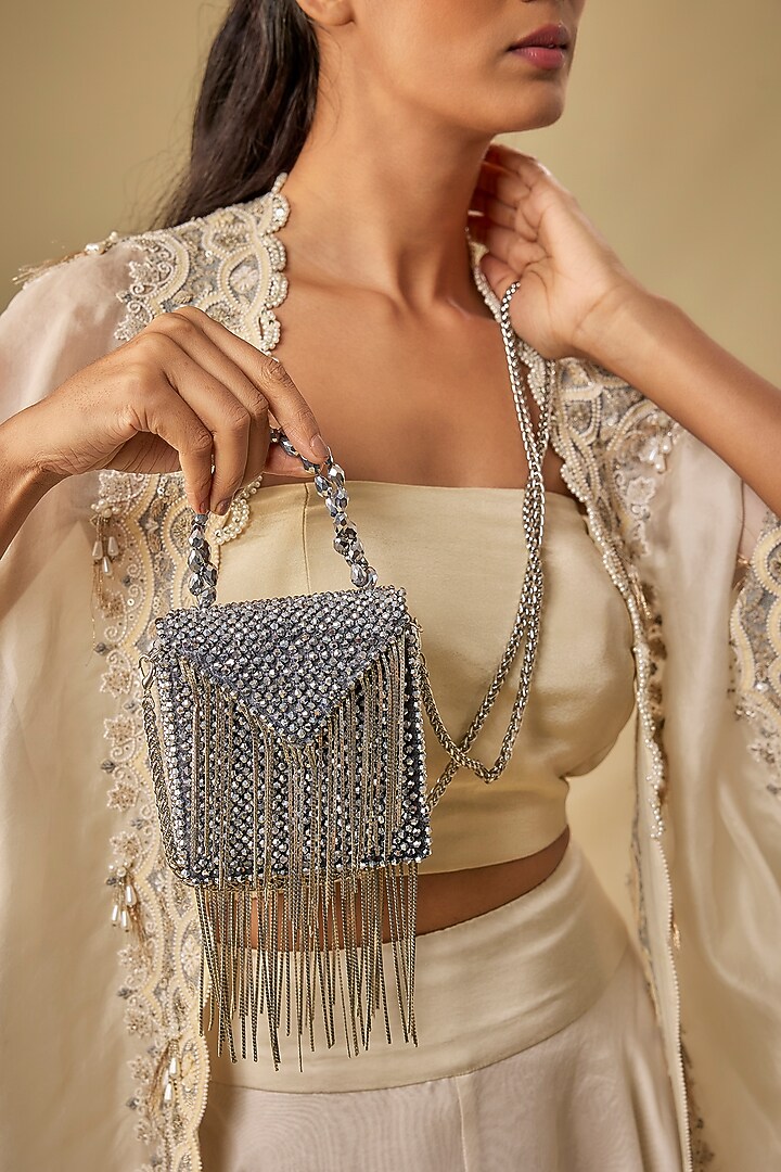Dark Grey Crystal Mini Bag by Forever Noor at Pernia's Pop Up Shop
