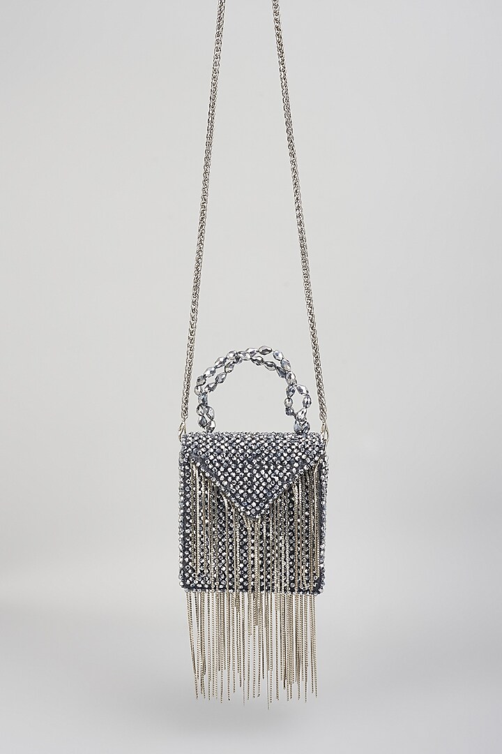 Dark Grey Crystal Mini Bag by Forever Noor at Pernia's Pop Up Shop