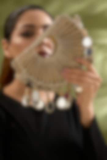 Gold Thread Crystal Beads Embellished Halo Bag by Forever Noor at Pernia's Pop Up Shop