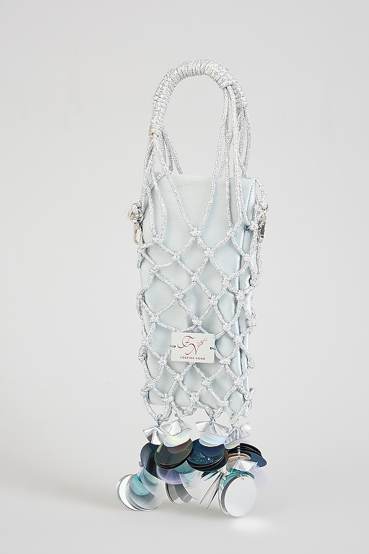 Silver & Ice Aqua Satin Mirror Disc Prism Phone Bag by Forever Noor at Pernia's Pop Up Shop