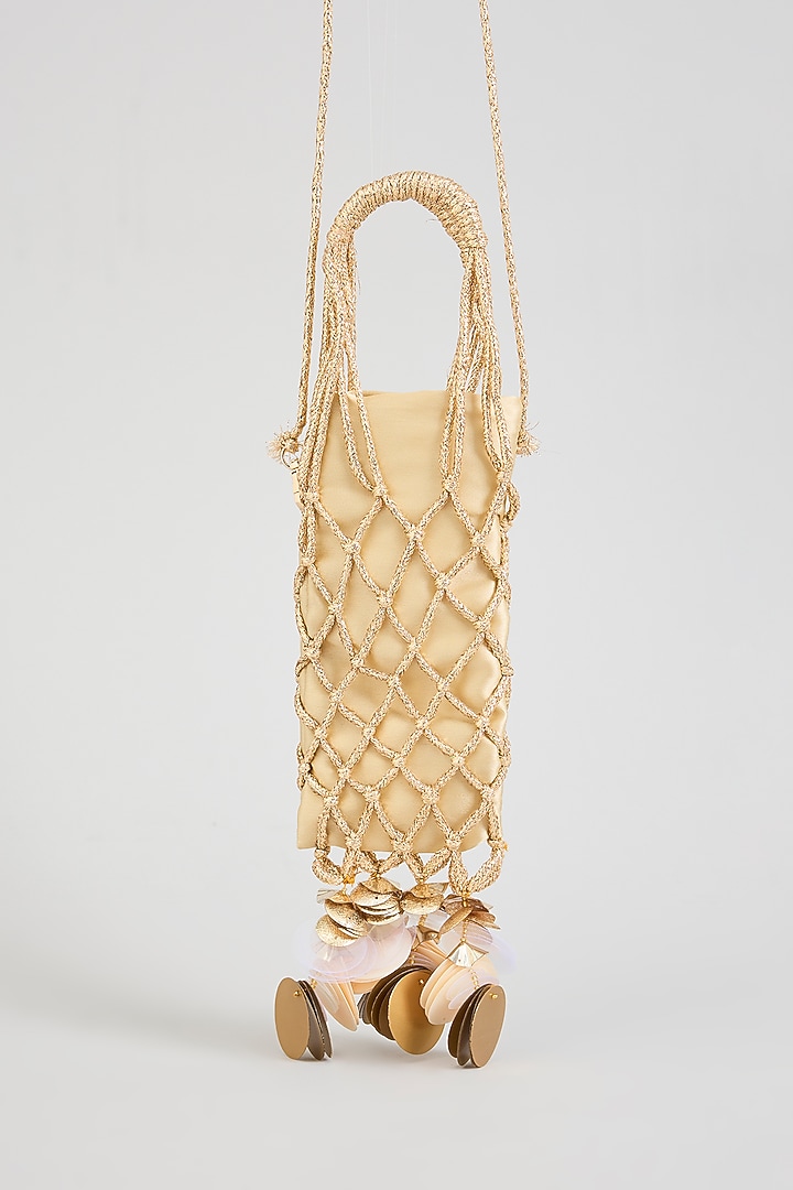 Gold Satin Mirror Disc Prism Phone Bag by Forever Noor at Pernia's Pop Up Shop