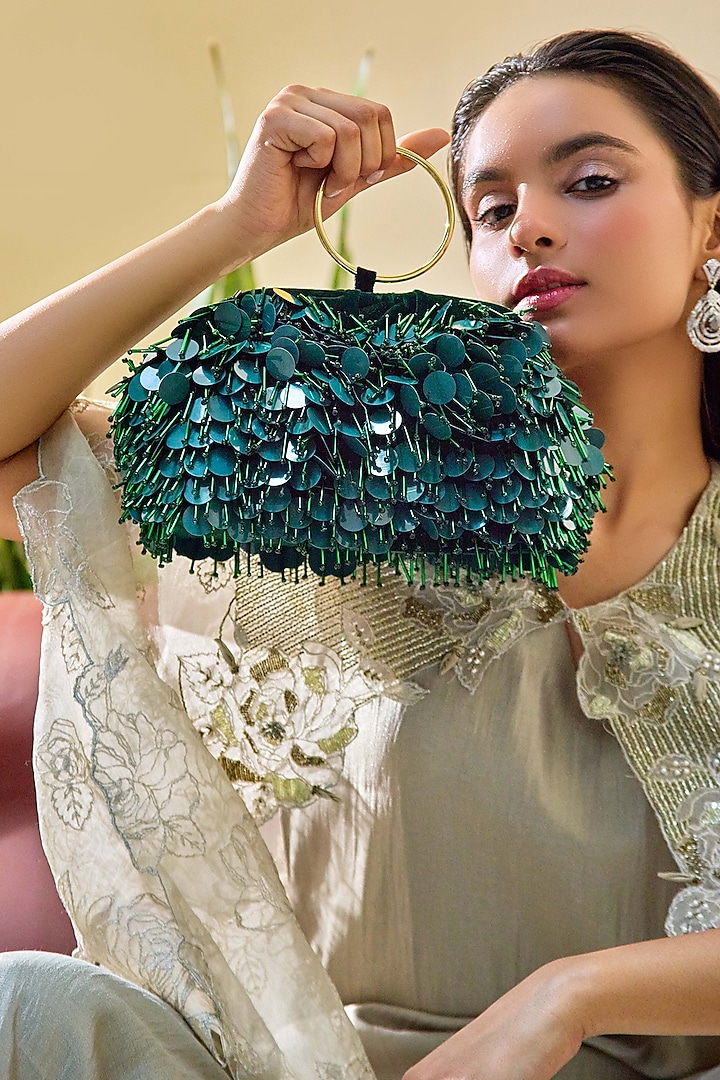 Green Velvet Clutch by Forever Noor at Pernia's Pop Up Shop
