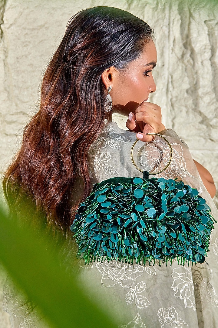 Green Velvet Clutch by Forever Noor at Pernia's Pop Up Shop