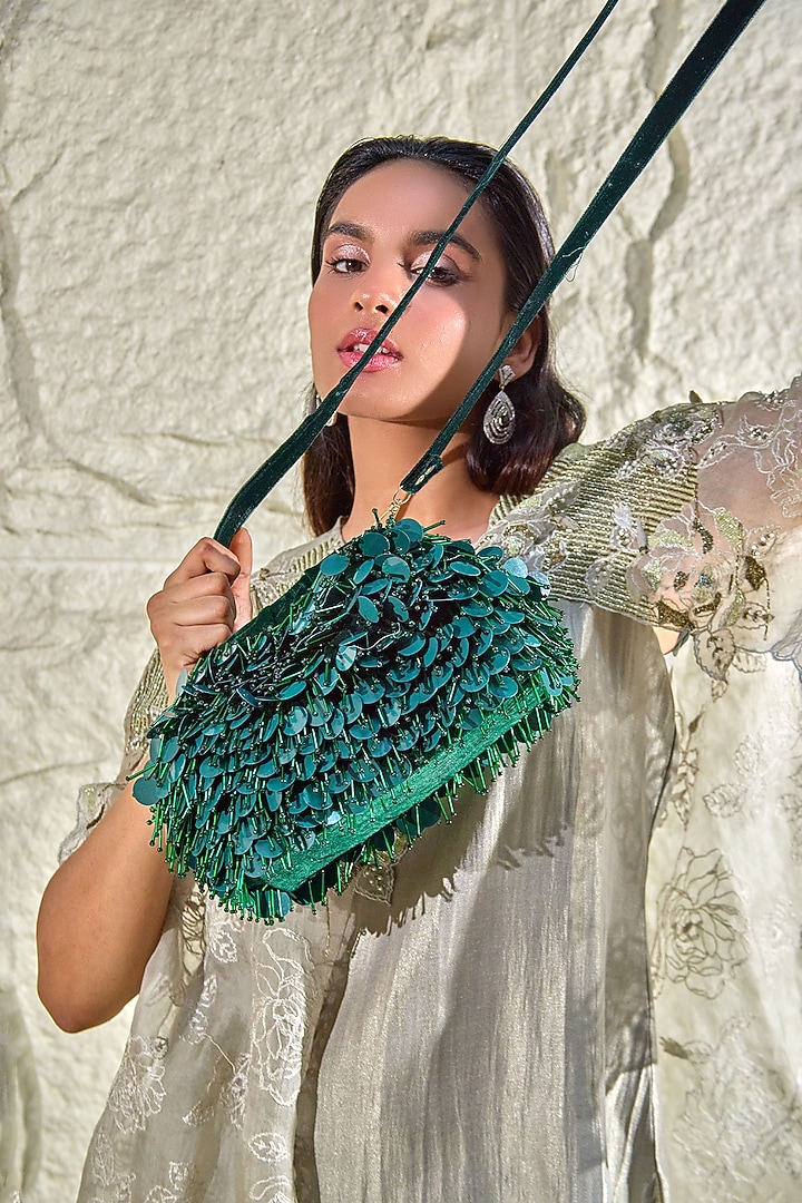 Green Velvet Clutch by Forever Noor at Pernia's Pop Up Shop