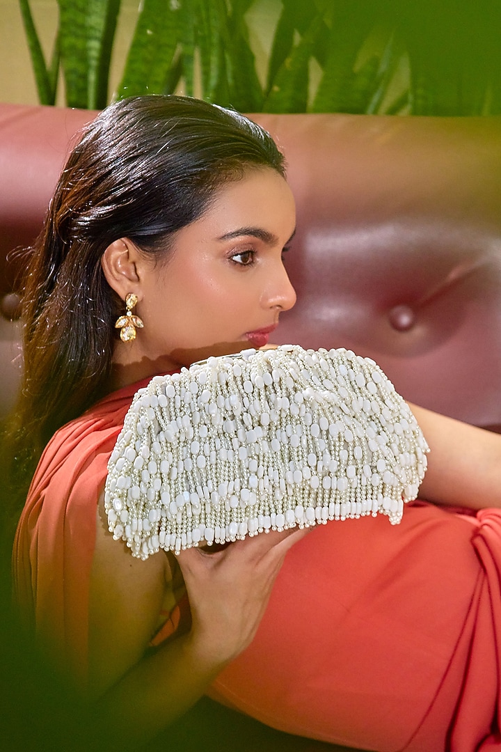 White Velvet Clutch by Forever Noor at Pernia's Pop Up Shop