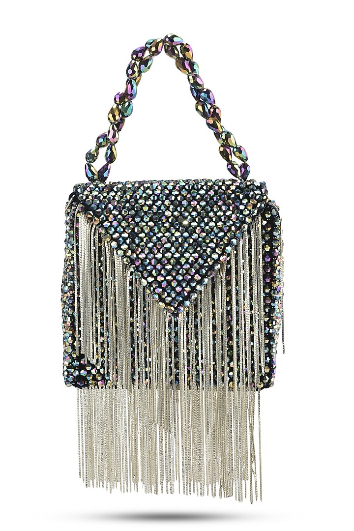Multi-Colored Suede & Rexine Crystal Embellished Mini Bag by Forever Noor at Pernia's Pop Up Shop