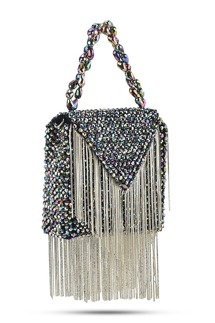 Multi-Colored Suede & Rexine Crystal Embellished Mini Bag by Forever Noor at Pernia's Pop Up Shop