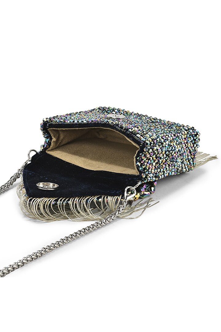 Multi-Colored Suede & Rexine Crystal Embellished Mini Bag by Forever Noor at Pernia's Pop Up Shop
