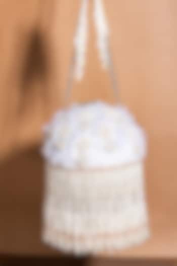 Ivory Embroidered Circular Bag by Forever Noor at Pernia's Pop Up Shop