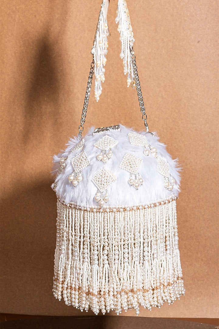 Ivory Embroidered Circular Bag by Forever Noor at Pernia's Pop Up Shop