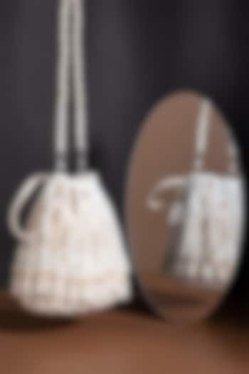 White Handcrafted Potli by Forever Noor at Pernia's Pop Up Shop