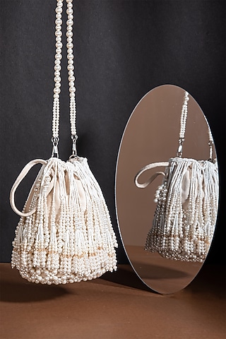 White Handcrafted Potli by Forever Noor