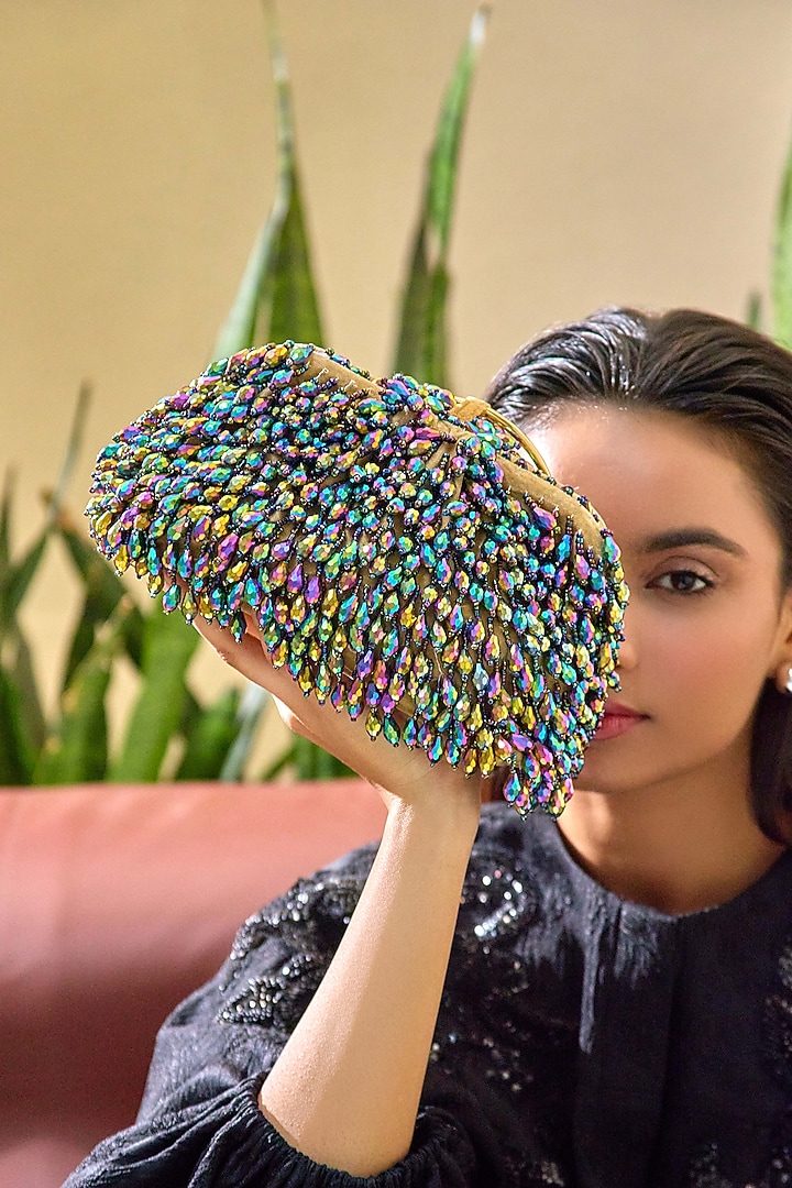 Multi-Colored Velvet Embellished Handbag by Forever Noor at Pernia's Pop Up Shop