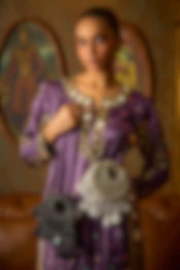 Silver Suede & Rexine Handbag by Forever Noor at Pernia's Pop Up Shop