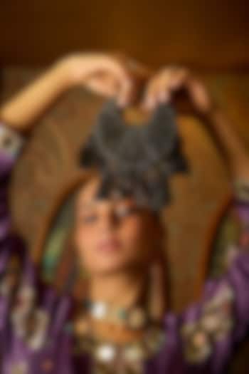 Black Suede & Rexine Handbag by Forever Noor at Pernia's Pop Up Shop